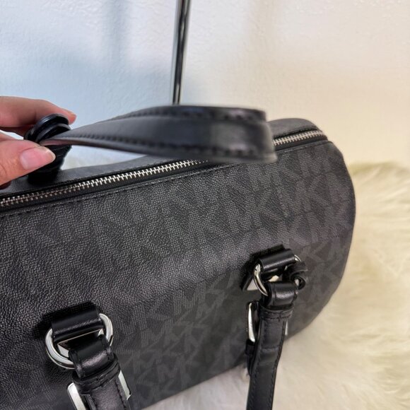 Michael Kors Grayson Signature MK Black Satchel Duffle Saffiano Leather Handbag - Picture 11 of 16